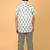 White with blue block print cotton boys shirt