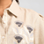 Women's linen beige embroidered short kurta with pant