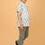 White with blue block print cotton boys shirt