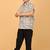White with multicolor block print cotton boys shirt