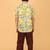 White with yellow green block print cotton boys shirt