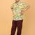 White with yellow green block print cotton boys shirt