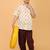 White with yellow florals block print cotton boys shirt