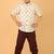 White with yellow florals block print cotton boys shirt