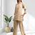 Women's linen beige embroidered short kurta with pant