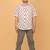 White with pink grey florals block print cotton boys shirt