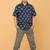 Indigo florals block print cotton boys shirt