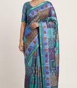 Multicolor digital print mall cotton saree with unstitched blouse