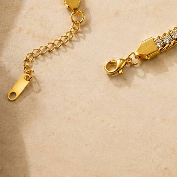 18k Gold Plated AD Double Lock Adjustable Tennis Bracelet 2