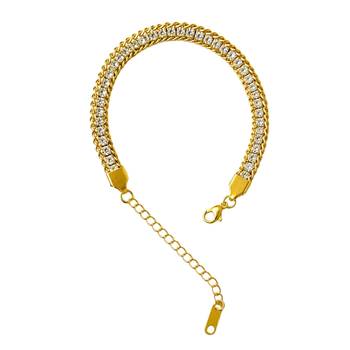 18k Gold Plated AD Double Lock Adjustable Tennis Bracelet 3