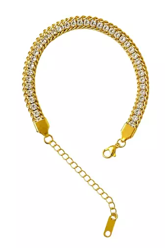 18k Gold Plated AD Double Lock Adjustable Tennis Bracelet