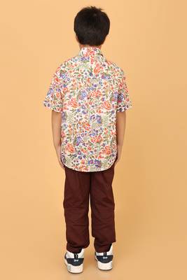 Multicolor florals block print cotton boys shirt 2
