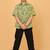 Green florals block print cotton boys shirt