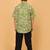 Green florals block print cotton boys shirt