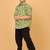 Green florals block print cotton boys shirt