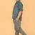 Blue ajrakh print cotton shirt for boys