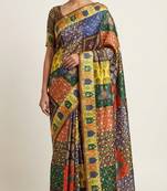 Multicolor digital print mall cotton saree with unstitched blouse