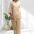 Women's linen beige embroidered short kurta with pant