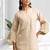 Women's linen beige embroidered short kurta with pant