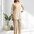 Women's linen beige embroidered short kurta with pant