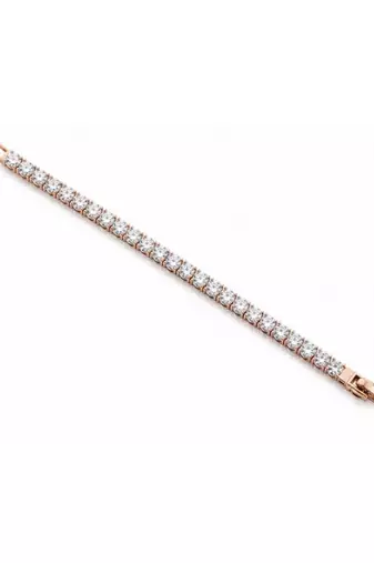 18k Rose Gold Plated AD Double Lock Adjustable Tennis Bracelet