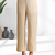 Women's linen beige embroidered short kurta with pant