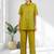 Women's cotton, linen green embroidered short kurta with pant