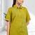 Women's cotton, linen green embroidered short kurta with pant