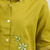 Women's cotton, linen green embroidered short kurta with pant