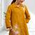 Women's cotton, linen mustard embroidered short kurta with pant
