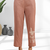 Women's cotton, linen pink embroidered short kurta with pant