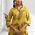 Women's cotton, linen yellow embroidered short kurta with pant