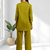 Women's cotton, linen green embroidered short kurta with pant