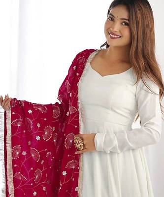 White solid georgette anarkali 2