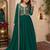 Bottle green embroidered georgette free size stitched gown for women | party & festive wear