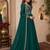 Bottle green embroidered georgette free size stitched gown for women | party & festive wear
