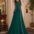 Bottle green embroidered georgette free size stitched gown for women | party & festive wear