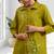 Women's cotton, linen green embroidered short kurta with pant