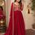 Red embroidered georgette free size stitched gown for women | party & festive wear