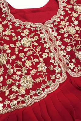 Red embroidered georgette gown 4