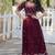 Wine floral embroidered georgette gown for women | elegant party & festive wear