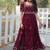 Wine floral embroidered georgette gown for women | elegant party & festive wear
