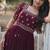 Wine floral embroidered georgette gown for women | elegant party & festive wear