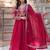 Red embroidered georgette free size stitched gown for women | party & festive wear