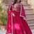 Red embroidered georgette free size stitched gown for women | party & festive wear