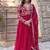 Red embroidered georgette free size stitched gown for women | party & festive wear