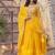 Yellow embroidered georgette free size stitched gown for women | party & festive wear