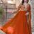 Orange embroidered georgette free size stitched gown for women | party & festive wear