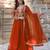 Orange embroidered georgette free size stitched gown for women | party & festive wear
