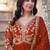 Orange embroidered georgette free size stitched gown for women | party & festive wear